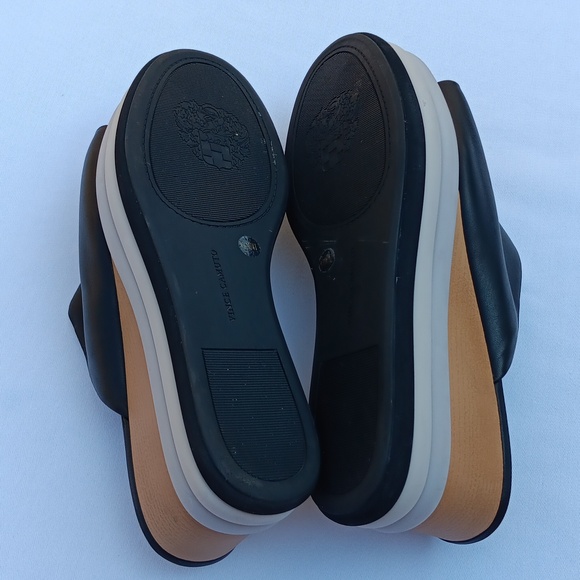 VINCE CAMUTO Women's Pendrea Leather Black Wedge Sandals- 9.5M - Picture 6 of 9